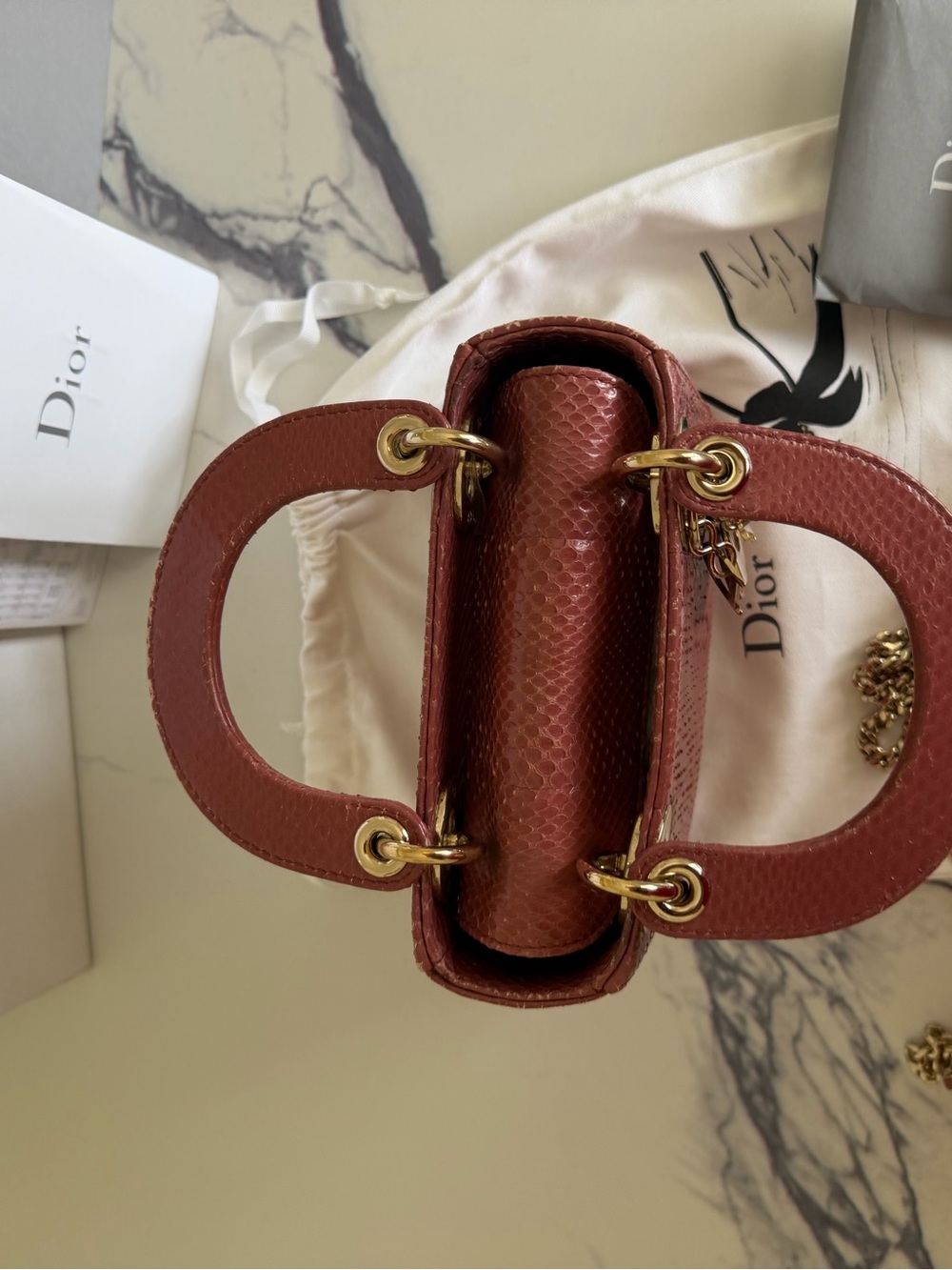 Authentic Mini Lady Dior in Blush Python with Gold Hardware — FULL SET from 2019 - Picture 7 of 16